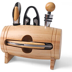 Vendos85 Coffret 4 pièces accessoires vin en forme de tonneau