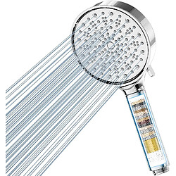 Vendos85 Pommeau de douche chromé 6 jets avec filtre 20 couches