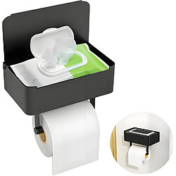 Vendos85 Porte-papier toilette mural 3 en 1 noir mat