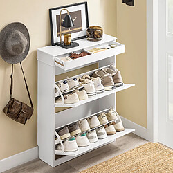 SoBuy Armoire à Chaussures 2 Abattants, Range 12 Paires, Blanche pas cher