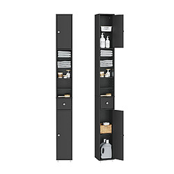 SoBuy Colonne de salle de bain étanche avec étagères et tiroirs réglables noire