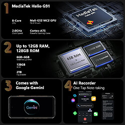 Ulefone Armor X16 Smartphone Incassable Android 15 - 12Go+128Go 10360mAh 6,56" 48MP+16MP+20MP Vision Nocturne - 3-Slots NFC - Noir