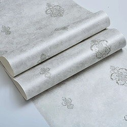 Decopine Papier Peint Intissé Argent – Décor Floral 3D Embossé – Style Élégant
