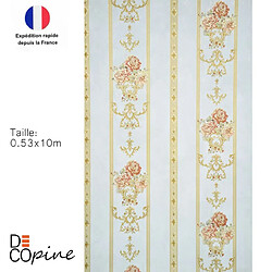 Decopine Papier Peint Intissé Ruban Royal Blue – Décor Floral 3D Embossé – 0,53 x 10m – Sans Colle – Style Élégant