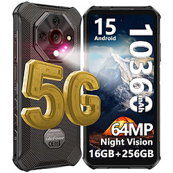 Ulefone Armor X16 Pro AI Smartphone Incassable 5G Android 15 - 16Go+256Go 10360mAh 6.56" 120Hz 64MP NFC - Noir