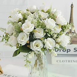 General Bouquet de pivoines artificielles en soie blanche, 30cm, 5 grandes têtes, 4 petits bourgeons, décoration de maison pour mariées de mariage, fleur artificielle~0773