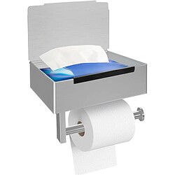 Shade&Beyond Porte-rouleau papier toilette avec boîte pour lingettes humides Porte-rouleau papier toilette sans perçage Porte-rouleau papier toilette en acier inoxydable Support pour rouleau papier toilette Autocollant pour toilettes, salle de bain, cuisine (argent)