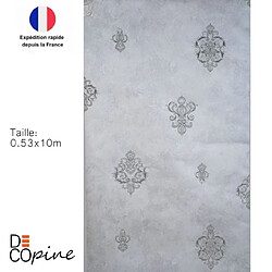 Decopine Papier Peint Intissé Argent – Décor Floral 3D Embossé – Style Élégant