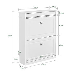 Avis SoBuy Armoire à Chaussures 2 Abattants, Range 12 Paires, Blanche