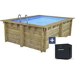 Habitat Et Jardin Piscine bois rectangle Zanzibar - 3.50 x 2.30 x 1.24 m + Pompe à chaleur 3.5 kw/h - Hayward - Micro - Noir