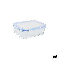 Boîte à lunch Quttin Textury Transparent Verre Borosilicaté Rectangulaire 600 ml (6 Unités)