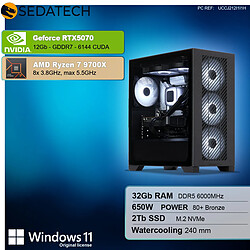 Sedatech PC Gamer Tower ATX • AMD Ryzen 7 9700X • RTX5070 • 32Go DDR5 • 2To SSD M.2 • Windows 11
