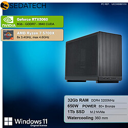 Sedatech Mini-PC Gamer Micro ATX • AMD Ryzen 7 5700X • RTX5060 • 32Go RAM • 1To SSD M.2 • Windows 11