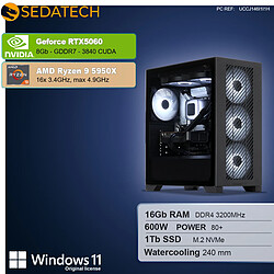 Sedatech PC Gamer Tower ATX • AMD Ryzen 9 5950X • RTX5060 • 16Go RAM • 1To SSD M.2 • Windows 11