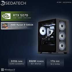 Sedatech PC Gamer Tower ATX • AMD Ryzen 9 5950X • RTX5070 • 32Go RAM • 1To SSD M.2 • Windows 11