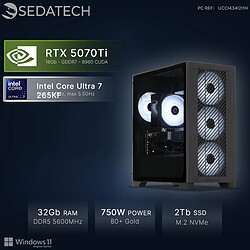 Sedatech PC Gamer Tower ATX • Intel Core Ultra 7 265KF • RTX5070Ti • 32Go DDR5 • 2To SSD M.2 • Windows 11