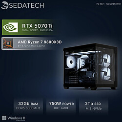 Sedatech PC Gamer, AMD Ryzen 7 9800X3D, RTX5070Ti, 32Go DDR5, 2To SSD, Win 11