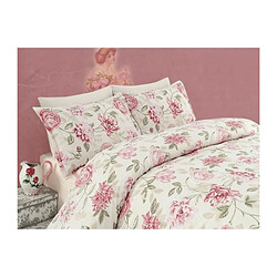 Parure de lit adulte 3 pièces en polycoton - Rose Parure de lit 3 pièces pour chambre adulte - Housse de couette + 2 taies - Tissu 65% coton 35% polyester - Fermeture boutons - Taies enveloppe - Lavable à 30 °C