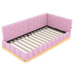 Acheter modfu Lit enfant 90x200 cm avec éclairage et port USB Type-C, en velours, rose