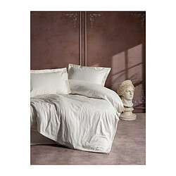 Ss Marque Parure de lit satin coton rayé - Écru