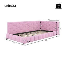 Avis modfu Lit enfant 90x200 cm avec éclairage et port USB Type-C, en velours, rose
