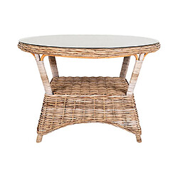 Mes Ensemble table de jardin 120 cm en verre + 4 fauteuils en kubu naturel