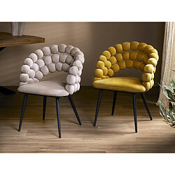Alexandra House Living Fauteuil Nimpha, velours beige avec pieds noirs, 62 x 60 x 80 cm pas cher