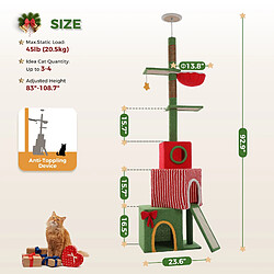 PAWZ Road Arbre à Chat de Noël du Sol au Plafond 221-276 cm