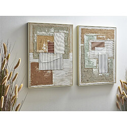 Alexandra House Living Peinture abstraite à texture diffuse avec grille de jute 52 x 72 cm. Lot de 2 : 52 x 4 x 72 cm