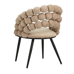 Avis Alexandra House Living Fauteuil Nimpha, velours beige avec pieds noirs, 62 x 60 x 80 cm