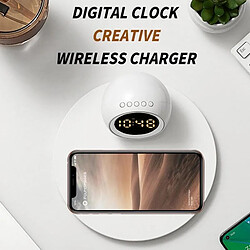 Avis Chargeur Sans Fil 15W Avec Horloge LED Et Lampe De Chevet Rotative Blanche YONIS