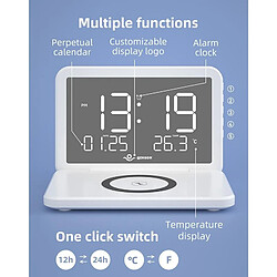 Acheter Chargeur Sans Fil 15W Calendrier Horloge Miroir Pliable Avec Réveil et Luminosité Blanc YONIS
