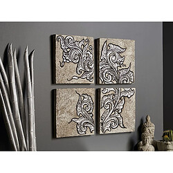 Alexandra House Living Peinture en fibre de verre et ciment, Fleurs abstraites, 40 x 40 cm. S/4 40 x 4 x 40 cm