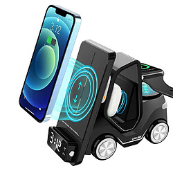 Avis Chargeur Sans Fil 5-en-1 Forme Voiture Avec Réveil Et Lumière Ambiance YONIS