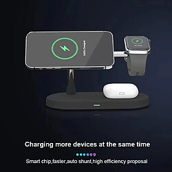 Chargeur Sans Fil 5 En 1 Rapide Avec Lumière LED Pour iPhone Apple Watch AirPods Noir YONIS pas cher