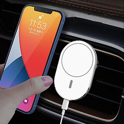 Chargeur Magsafe Sans Fil 15W Pour Voiture Avec Rotation 360 Et Fixation Sécurisée Blanc YONIS
