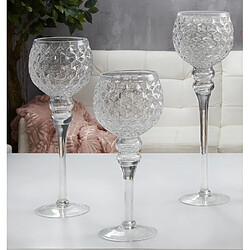 Alexandra House Living Tasses hexagonales en verre 40 cm. S/3 13Dx30/35/40 cm