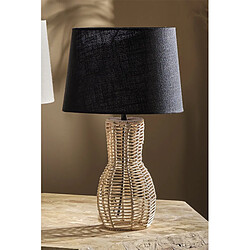 Alexandra House Living Lampe de table en fibre naturelle Pant. Lin noir 48 cm. 28 cm de diamètre x 48 cm de hauteur