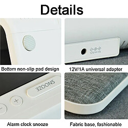 Acheter Lampe De Chevet 3 En 1 Avec Chargeur Sans Fil Et Réveil Écran LCD Blanc YONIS
