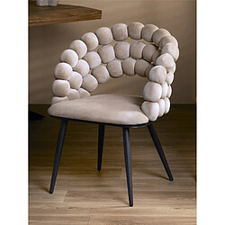 Alexandra House Living Fauteuil Nimpha, velours beige avec pieds noirs, 62 x 60 x 80 cm