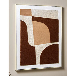 Alexandra House Living Peinture abstraite. Textures variées. Sable blanc et tissu rouge. 82 x 102 cm. 82 x 4 x 102 cm.