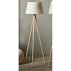 Alexandra House Living Lampadaire trépied Ode. Décapuchon en bois. Toile Alpaca 155 cm. 55 x 55 x 155 cm