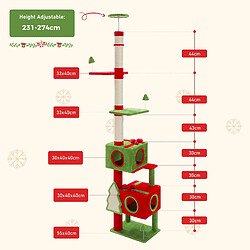 PAWZ Road Arbre à Chat de Noël du Sol au Plafond 231-274 cm