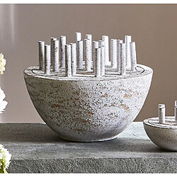 Alexandra House Living Boîte en métal avec couvercle, tubes blancs mouchetés d'or, diamètre 41 cm x 31 cm