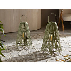 Avis Alexandra House Living Lanterne conique à lamelles vertes, 53 cm. 34D x 53 cm