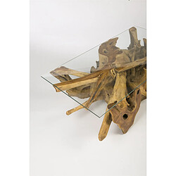 Acheter Alexandra House Living Table basse en racine de teck massif avec plateau en verre 120 x 60 x 45 cm