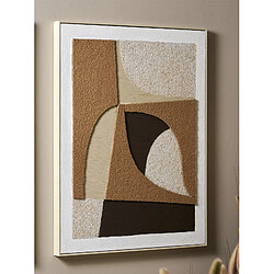 Alexandra House Living Peinture abstraite. Textures variées. Sable/Tissu/Peinture. 82 x 102 cm. 82 x 4 x 102 cm.