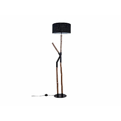 Alexandra House Living Lampadaire Dedalo, bois naturel, abat-jour noir, 178 cm, 45 x 45 x 178 cm