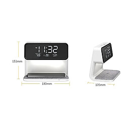 Avis Lampe De Chevet 3 En 1 Avec Chargeur Sans Fil Et Réveil Écran LCD Blanc YONIS