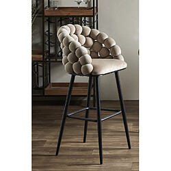 Alexandra House Living Tabouret de bar Nimpha, velours beige, 54 x 45 x 109 cm